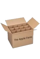 The Apple Farm cardboard case that holds 12 bottles